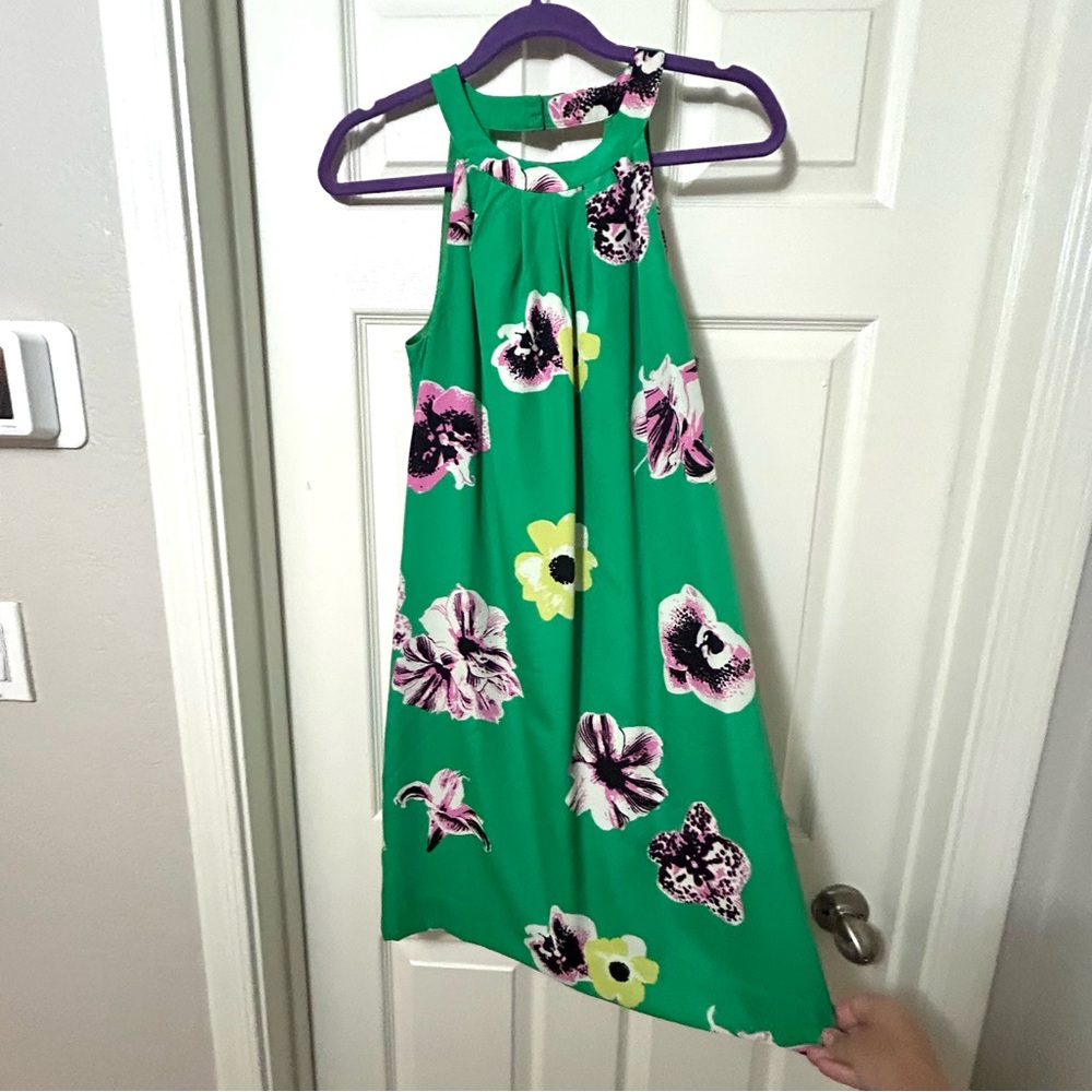 J. CREW GREEN FLORAL MINI DRESS Size 4 - Picture 4 of 11